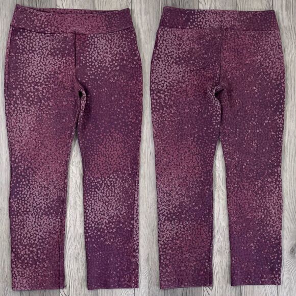 Soft Surroundings Women Size M Purple Speckled Ponte Pull On Straight Leg Pants - Picture 1 of 17